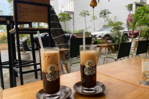 Iced phin coffee at bamboo bob one of the best vegan-friendly coffee spots in Da Nang